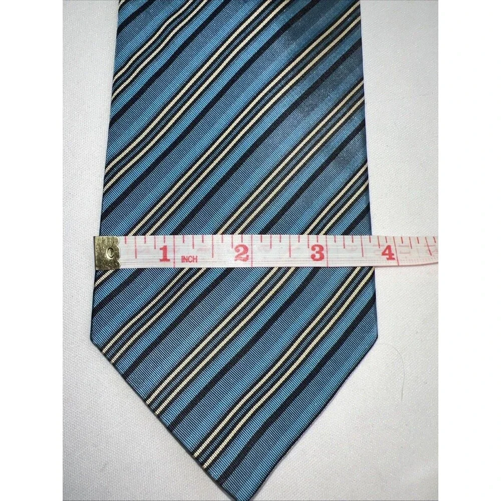 J‎ Crew Silk Ties 3 - Blue Striped & Green Medallion
